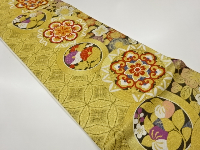 JAPANESE FUKURO OBI / WOVEN FLOWER CREST